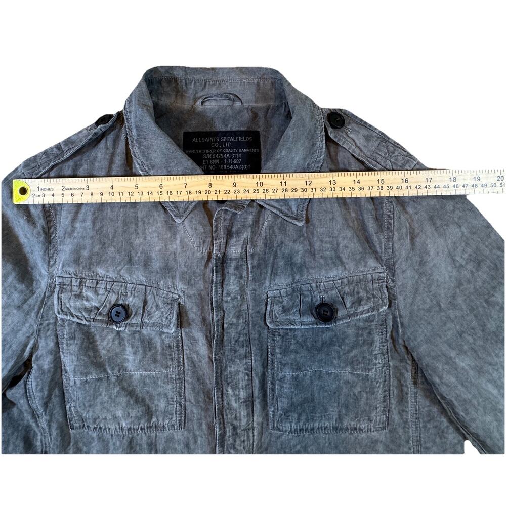 AllSaints Spitalfields Mens Gray Military Field Jacket Drawstring Waist size M - Picture 8 of 15